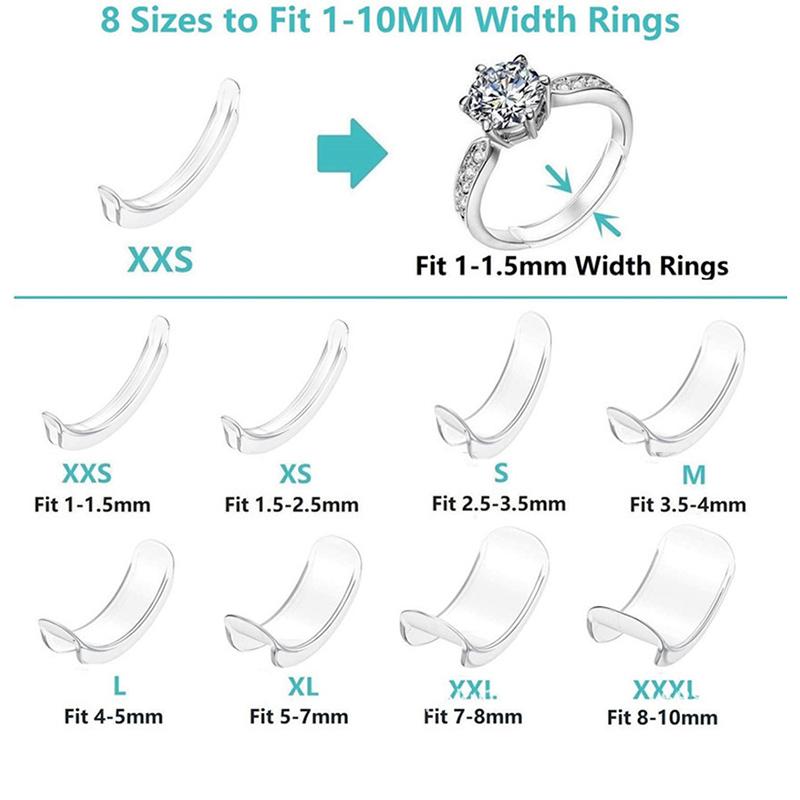Product Introduction of Bộ Điều Chỉnh Kích Thước Nhẫn Trong Suốt Vô Hình Bằng Silicon, 8 Kích Cỡ, Bộ Giảm Tốc Thắt Lưng, Dụng Cụ Trang Sức 38
