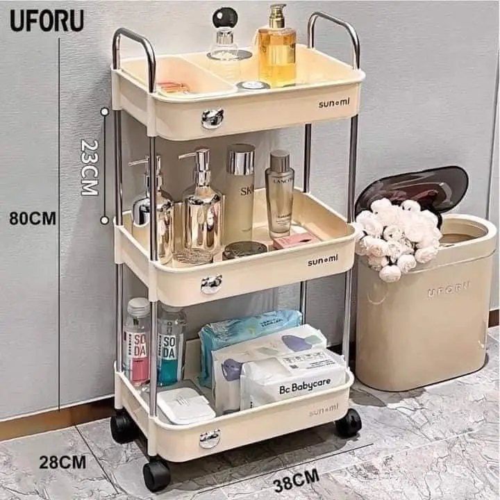 Kệ Đa Năng 3 Tầng SunMix có bánh xe , kệ đựng đồ cho mẹ bé, đựng đồ cá nhân , đựng đồ nhà bếp Kitchen danang