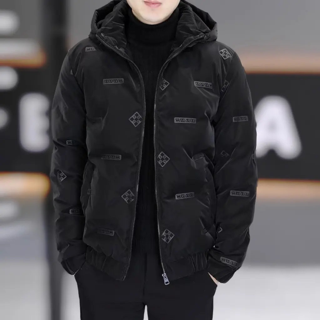 Áo khoác phao nam ép nhiệt hình thoi cao cấp. Mũ rời gọn gàng new 2024 Có Túi Menswear aokhoac áo phao