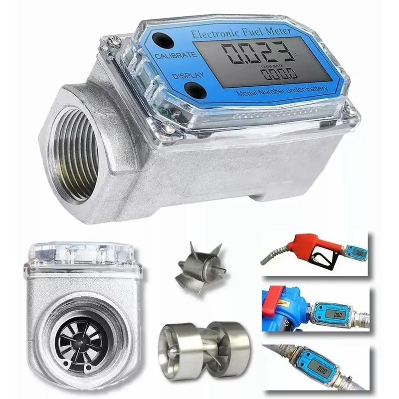 Digital flowmeter turbine alat ukur laju aliran electric fuel meter ukuran 1 inch 4