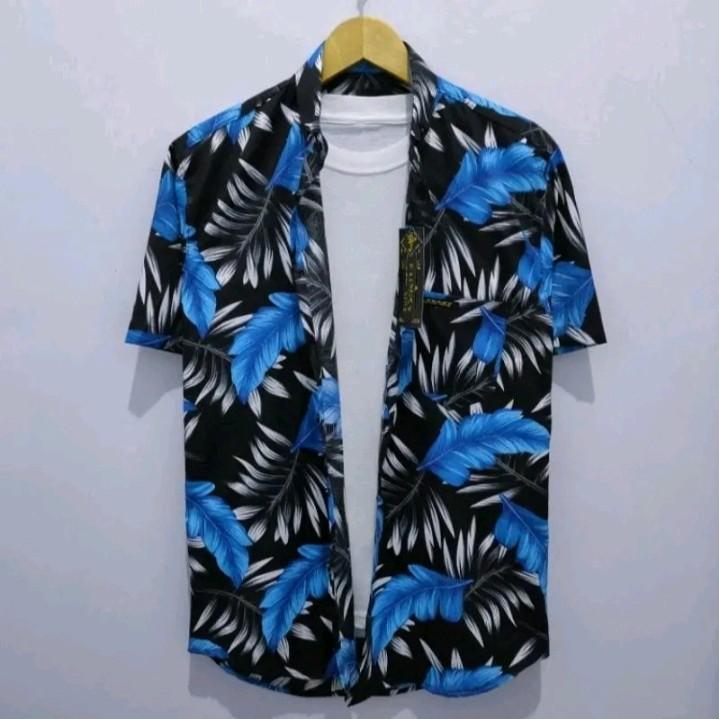 KEMEJA MOTIF PRIA BOYI TOP MAN LENGAN PENDEK KASUAL DISTRO KERJA. Standar Surfing Hem 5