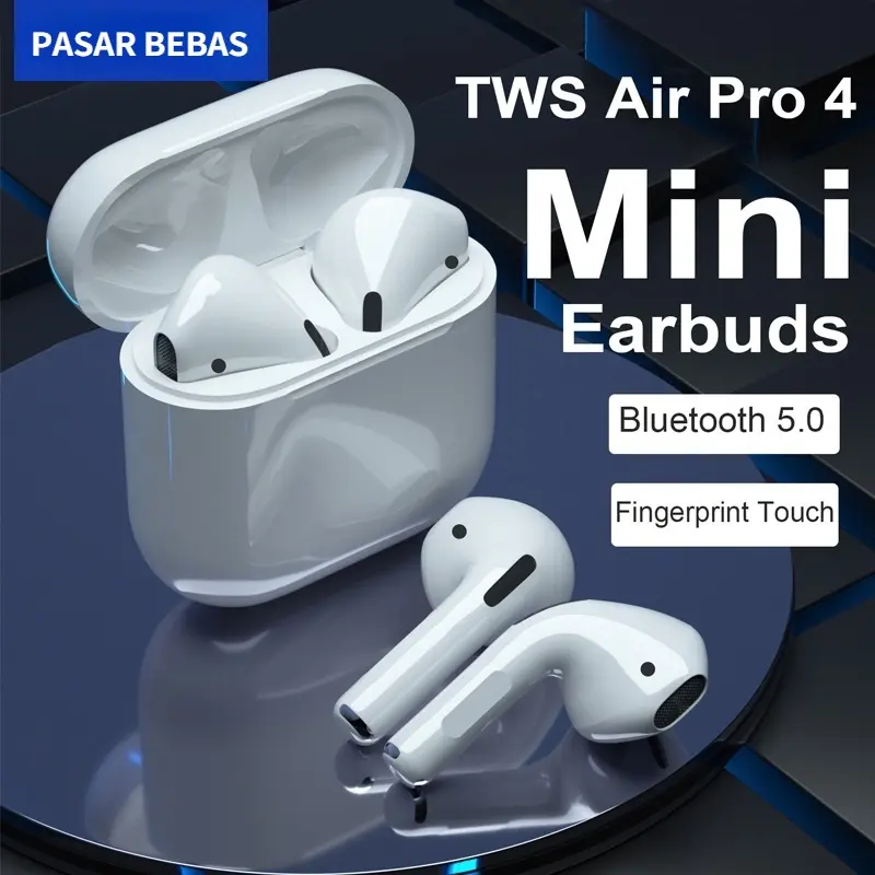 Pro 4 TWS Wireless Earphone Bluetooth WirelessEarphones with Mic HiFi Stereo BluetoothEarbuds Android Audio Cable Portable Charging Device airpods  4