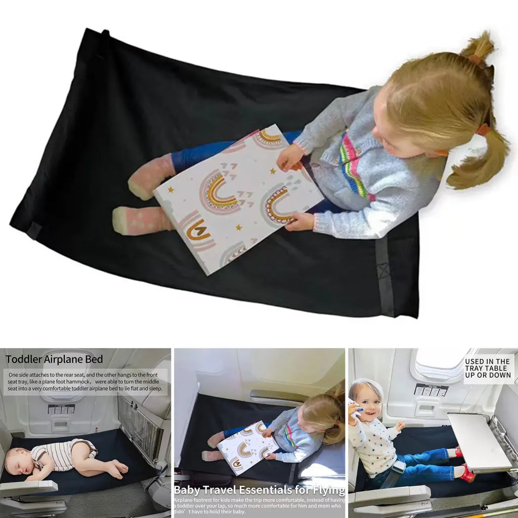 eelioh- Kids Seat Extender Simple Installation Easy to Carry Baby Airplane Bed Travel Use Kids Airplane Footrest Seat Extender Travel Supply Simple Installation