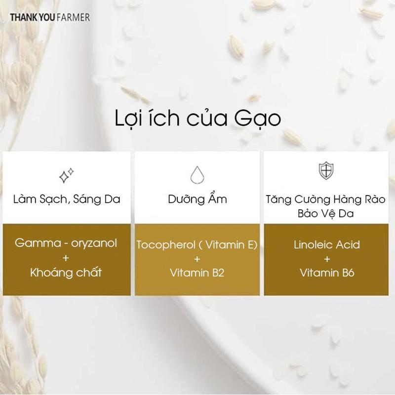 Kem Gạo Dưỡng Trắng Ủ Lạnh Gangwha Hàn Quốc THANK YOU FARMER Cấp Ẩm, Da Căng Mịn, Cân Bằng Dầu 80ml 6