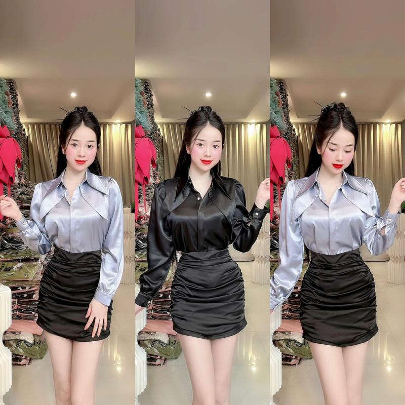 (YO3) Áo sơ mi cổ cách điệu vải mango mặc mát form tôn dáng áo sơ mi nữ kiểu đẹp áo sơ mi nữ đi tiệc đi làm đi chơi đều đẹp by Thương Lê Y03