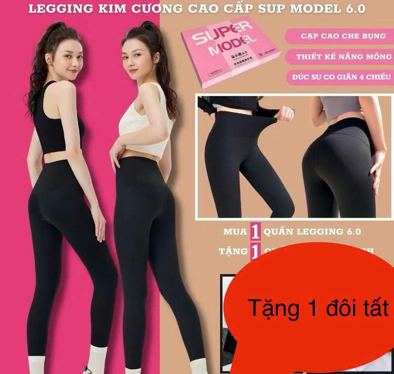 Quần Legging Su Đúc Kim Cương Sup 6.0 Hộp Hồng Định Hình V3, Cạp Cao , Co Giãn 4 Chiều Dáng Xinh.Tặng 1 đôi Tất Nữ Nữ