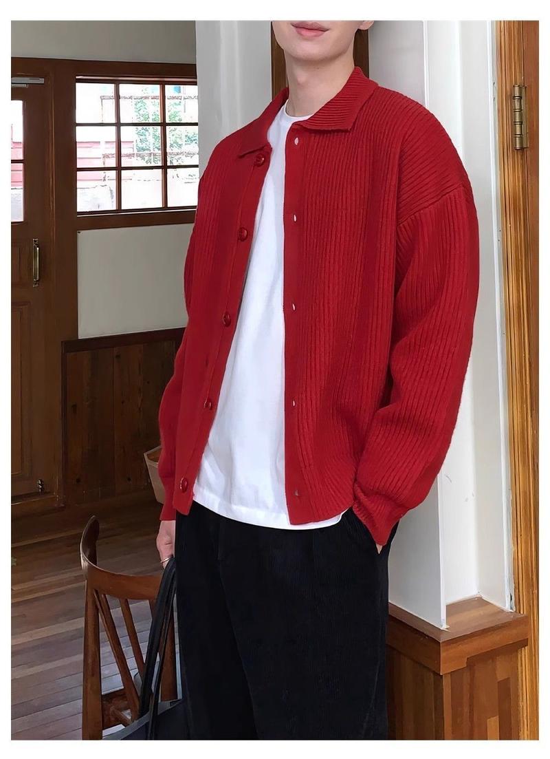 Product Introduction of Áo Khoác Cardigan Len, Màu Xanh Lá Đậm Trơn Cổ Polo, Dáng Rộng Vừa Vặn, Thoải Mái, Mặc Mùa Thu Và Mùa Đông, Phong Cách Hàn Quốc, Thời Trang Nam, Trang Phục Thường Ngày 7