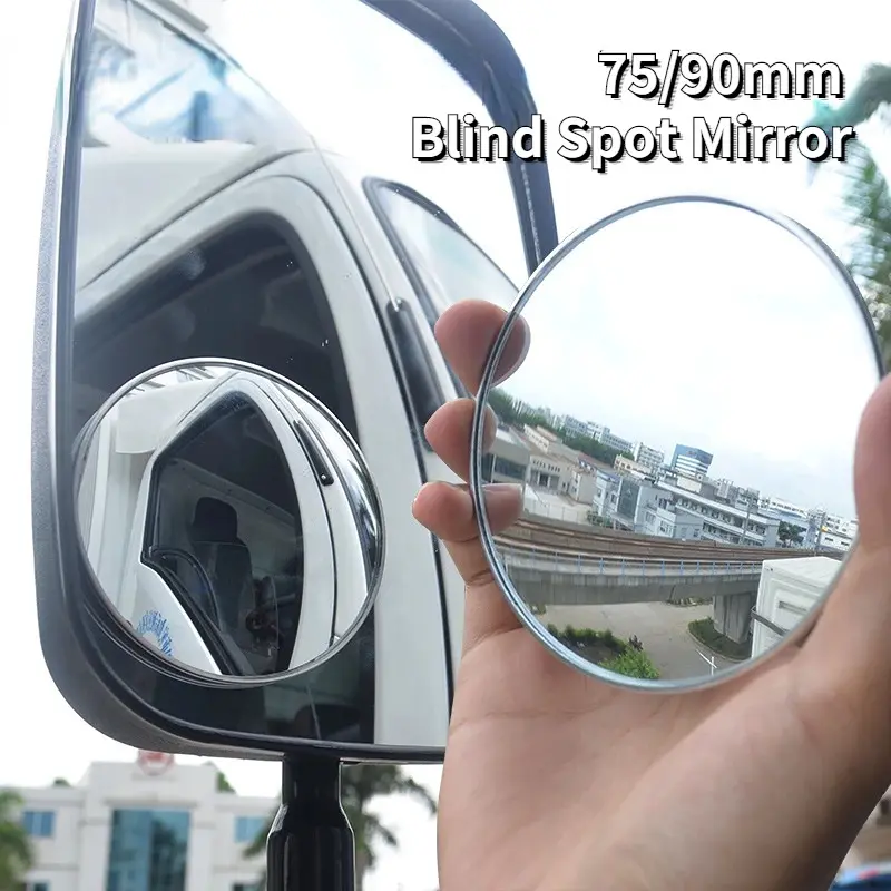 Cermin Titik Buta, 1PC, 75 / 90mm, Sudut Lebar, Bulat, Kalis Air, Kaca HD, Cermin Pandangan Belakang Cembung, Sesuai untuk Aksesori Kereta, untuk Lori, Bas dan Kenderaan Lain