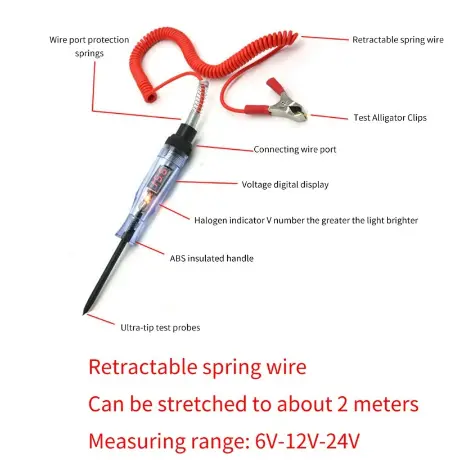 【idmobil】12V-24V Auto Voltage Universal Digital Obeng Testpen DC Display Long Probe Pen Light Logam 5