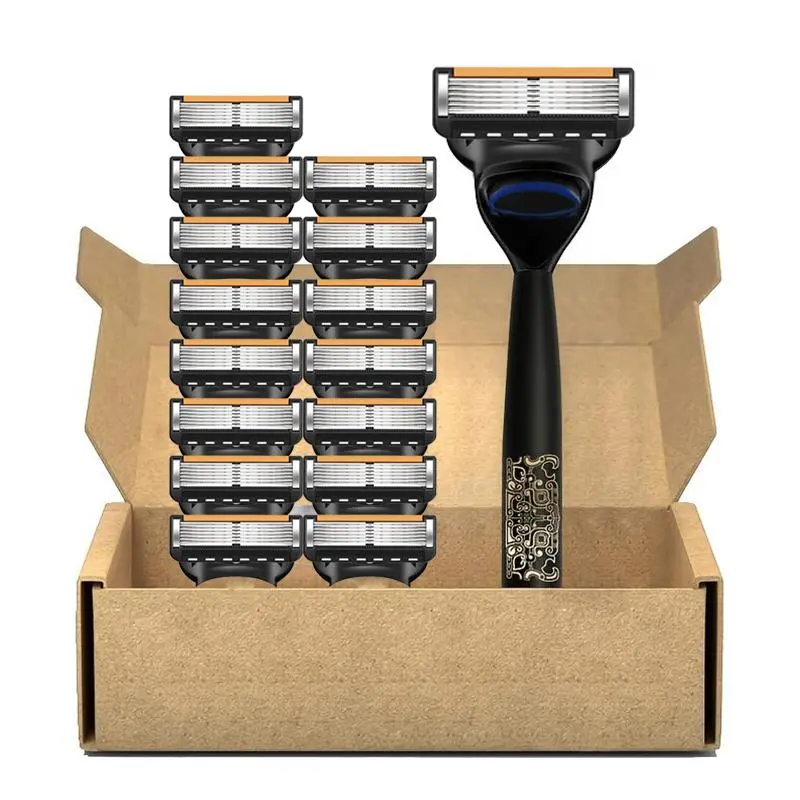 Manual Razor with Replacement Blades, 1 Box Smooth Shaving Tool, Safe and Skin Friendly, Men's Shaving Tool