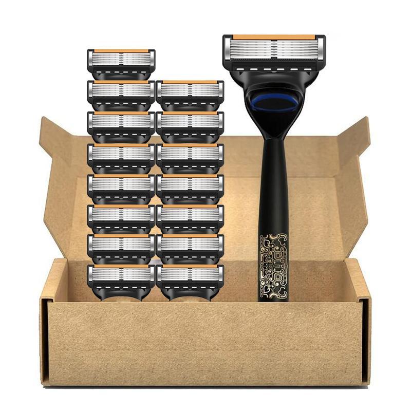Manual Razor with Replacement Blades, 1 Box Smooth Shaving Tool, Safe and Skin Friendly, Men's Shaving Tool 0