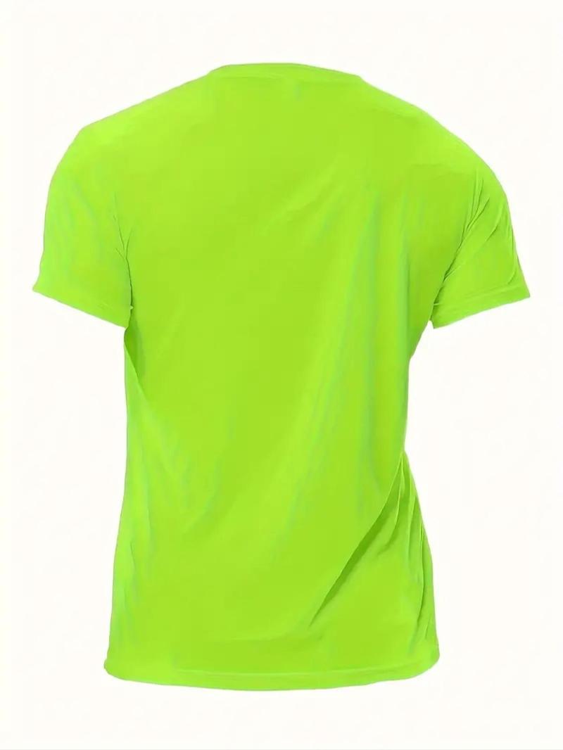 Product Introduction of Men's Solid Round Neck Sports Tee, Breathable Quick Drying Crew Neck T-Shirt, Casual Sporty Top for Gym Workout Running 6