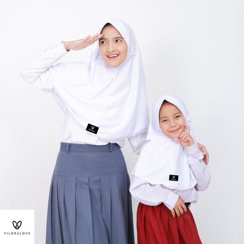 Vilora Premium - Kerudung Sekolah Serut Atas (Hijab Instan Sekolah) Jilbab Muslim 2