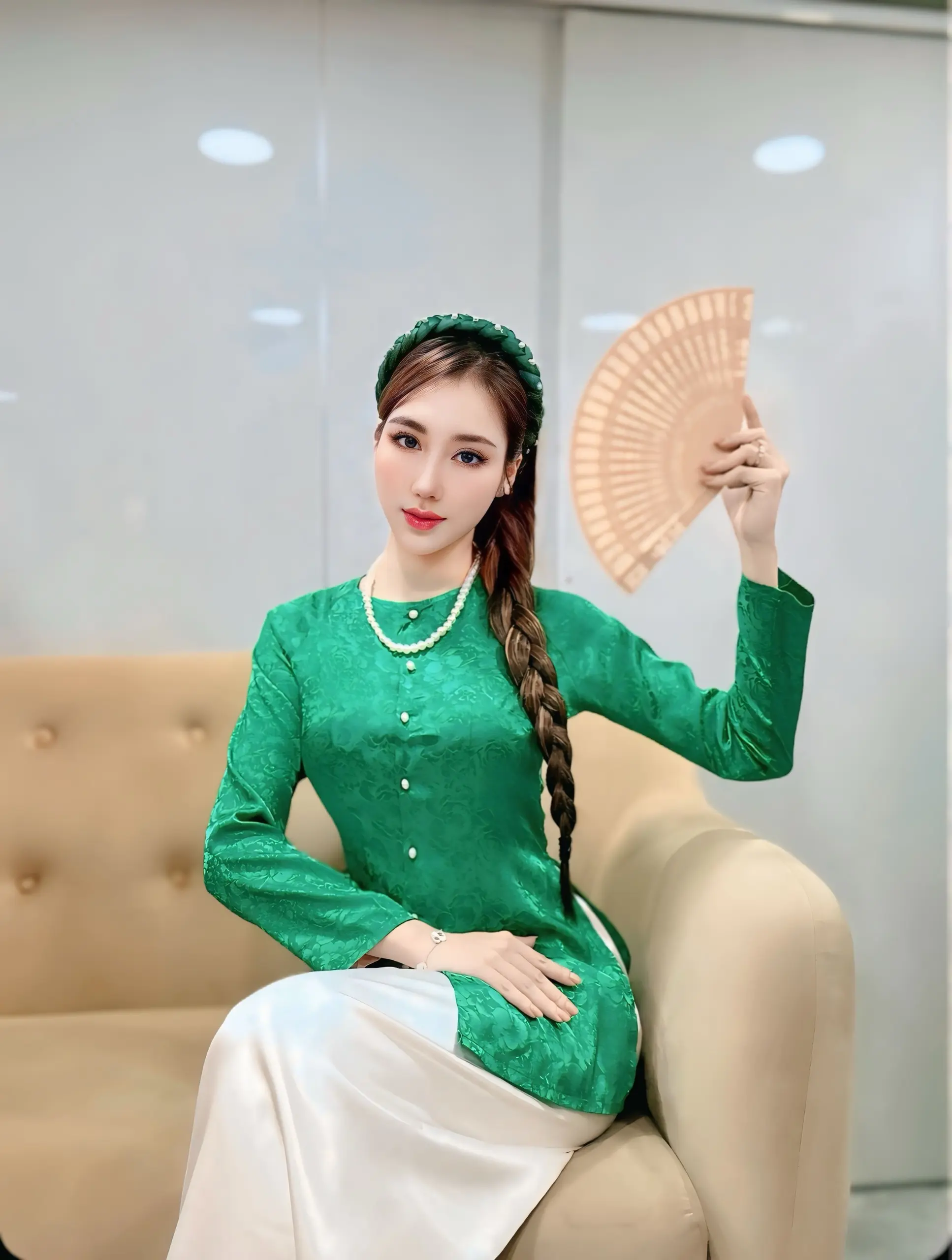 B.A47 - ( ÁO LẺ ) Áo Bà Ba Gấm Hoa Cài Nút Cổ Tròn Tay Dài Nữ Top Women Sơ Mi