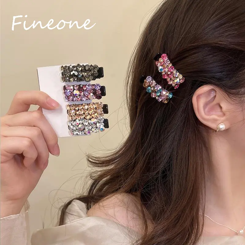 New Colorful Crystal Rhinestone Hair Clips Women's Hairpins Fashion Headwear