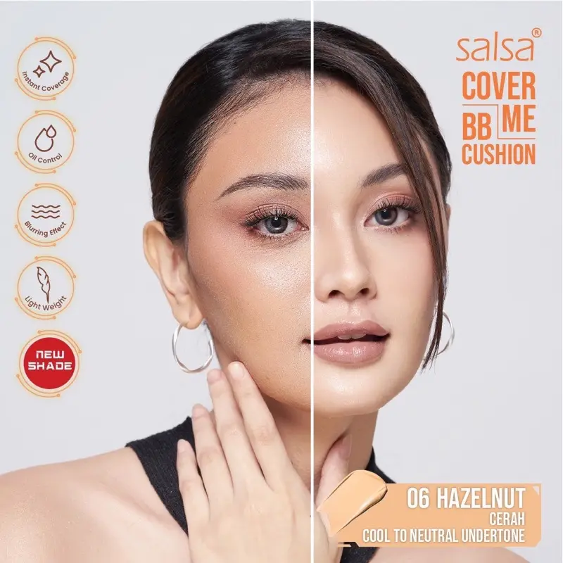 Salsa Cover Me BB Cushion Foundation SPF 30 Niacinamide Red Blemish  Wajah Waterproof Oily 5