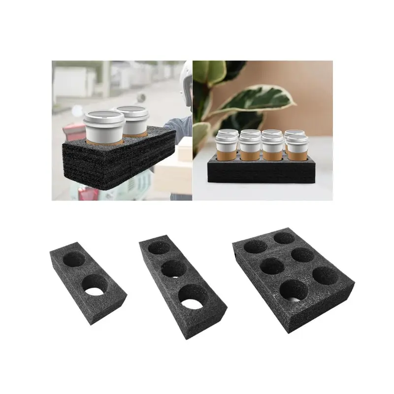 Giá đỡ cốc khay cà phê, chất liệu bọt, thích hợp để mang đi, có thể được sử dụng cho cốc cà phê và đồ uống, dụng cụ đóng gói cho tủ lạnh, nhà hàng, nhà và cắm trại 4