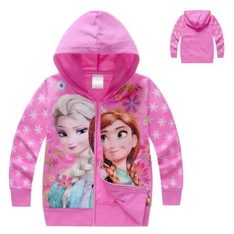 Product Introduction of Spring Autumn Kids Girls Cartoon Frozen Elsa Anna Jacket Coats Clothes Children Cotton Hooded Coat Tops Little Girls Clothing 2