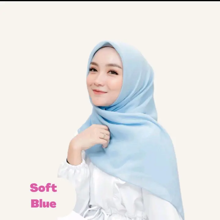Plain Square Baby Blue Soft Blue/Hijab Segi empat Biru Muda/ Krudung segi empat biru Muda