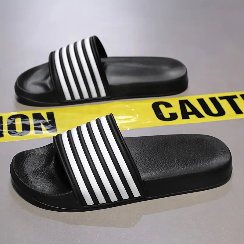 Men's Trendy Striped Open-Toe Slippers, Non-Slip Durable Indoor/Outdoor Footwear for All Seasons 2