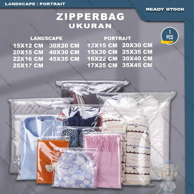 Pouch Plastik Ziplock Baju ZIPPER BAG Transparan Portrait 0