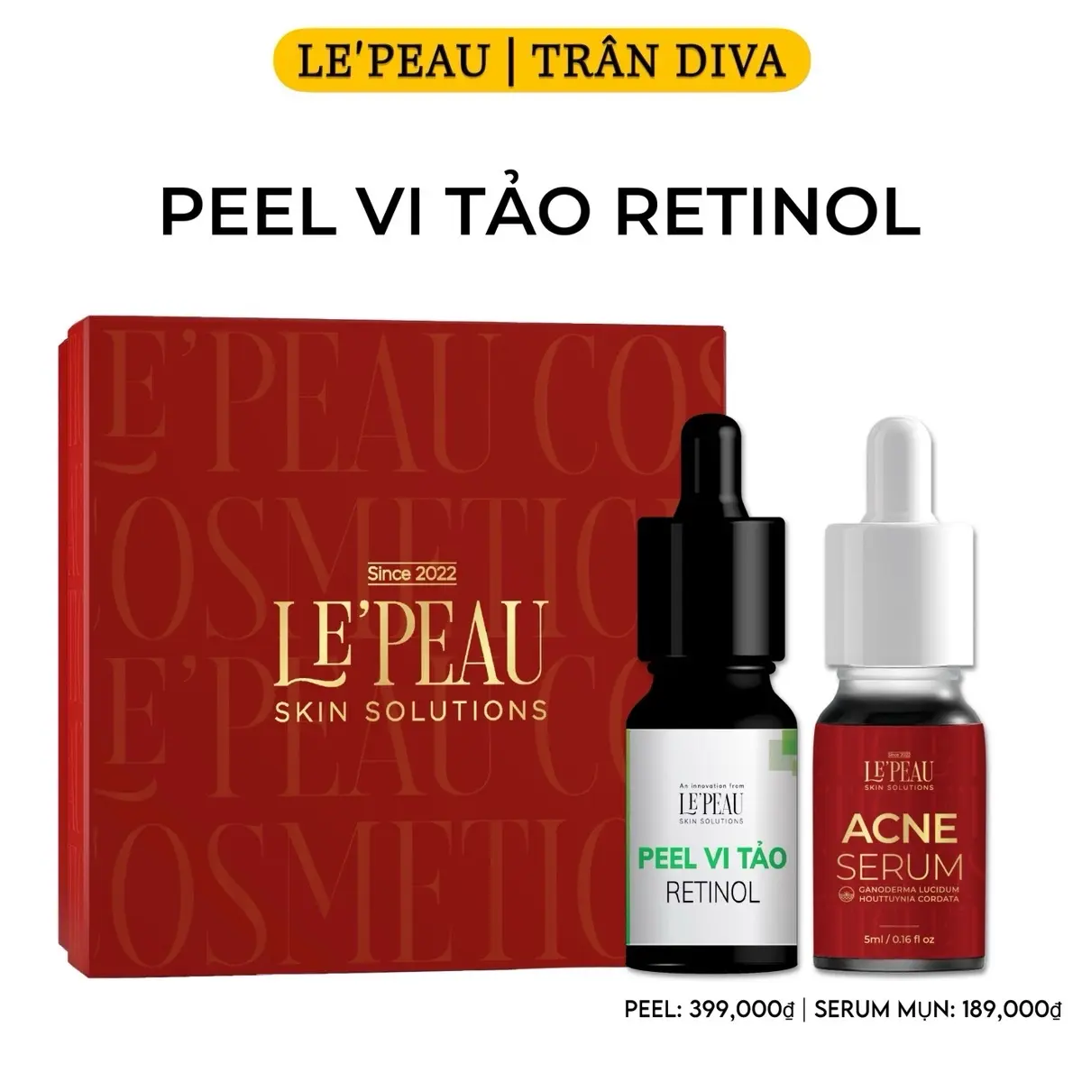 [Mã 1] - [Tặng 1 Acne Serum Mụn Diếp Cá 5ml] Peel Vi Tảo Retinol Hỗ Trợ Dưỡng Da Mặt, Hỗ Trợ Tẩy Tế Bào Chết, Giảm Thâm LE'PEAU - Dung Tích 10ml