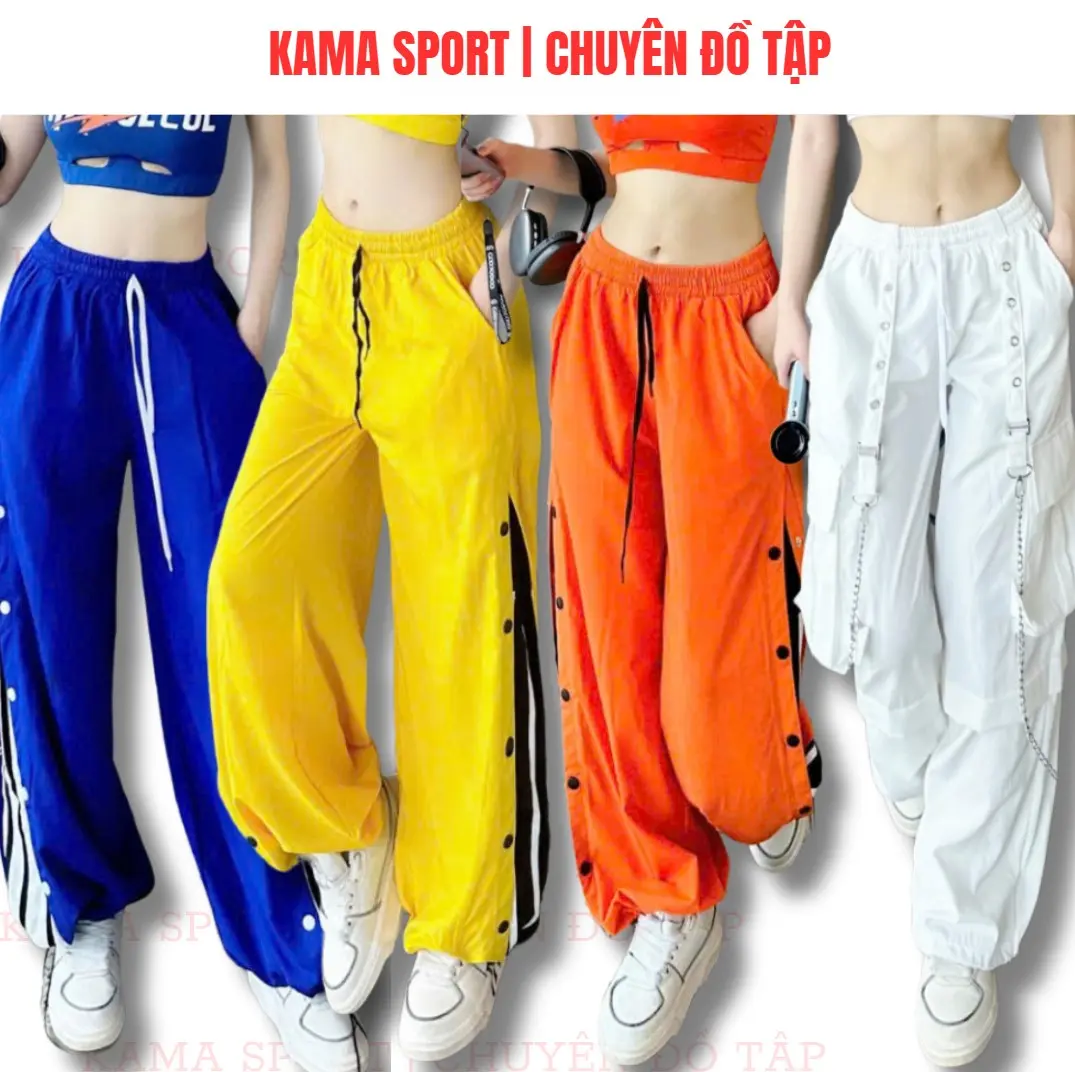 Quần jogger thể thao nữ chất gió ống suông cúc bấm chuyên nhảy zumba, dance, aerobic Sport Yoga