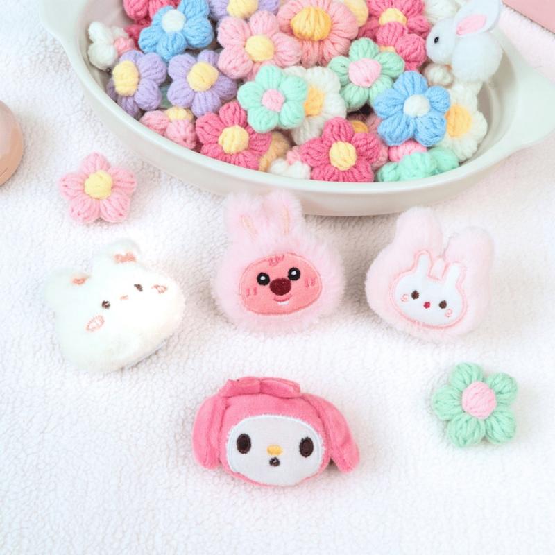 Ghim Pin Cài Hoa Len / Gấu Bông - Phụ kiện trang trí áo, mũ nón, balo Nữ - charm có ghim cài