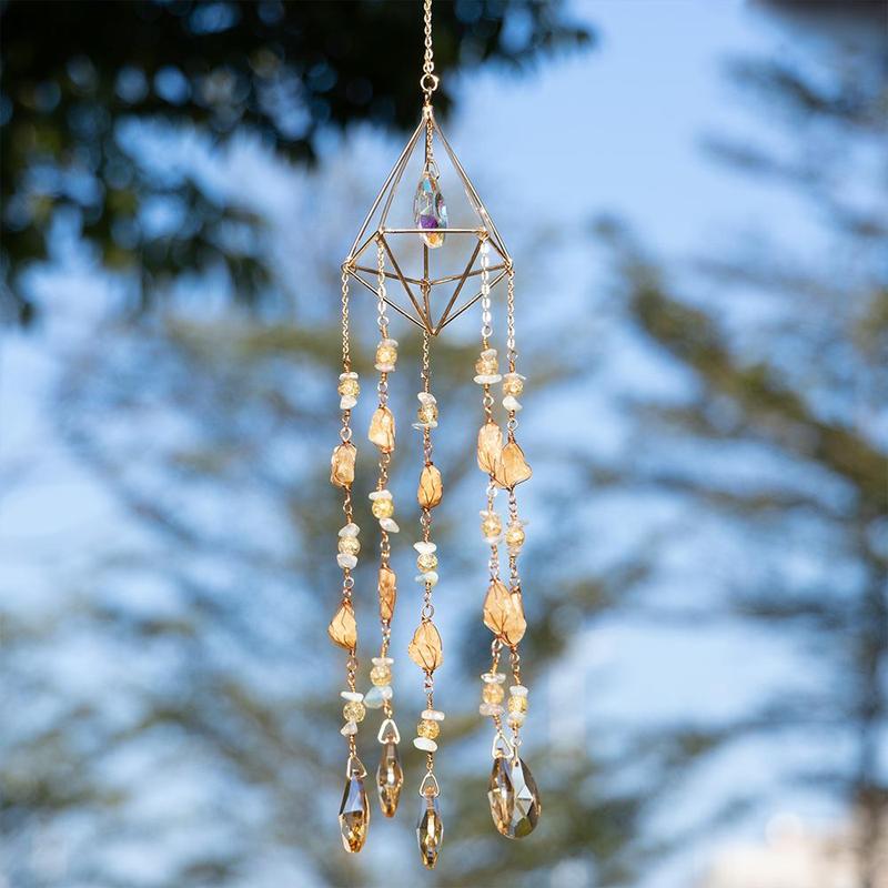 Product Introduction of Crystal Sun Catcher, 1 Count Handmade Cone Sun Catcher, Patio Garden Window Decoration Suncatcher for  Home Living Room Room Dormitory 8