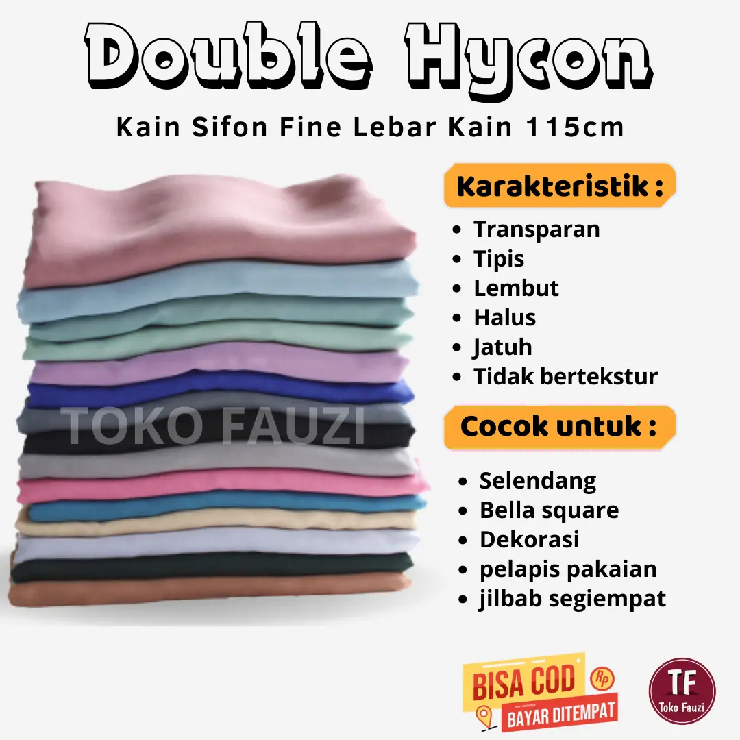 1m Kain Sifon Fine Double Hycon Lebar 115cm Transparan Tipis Lembut Halus Jatuh Tidak Bertekstur Harga Meteran