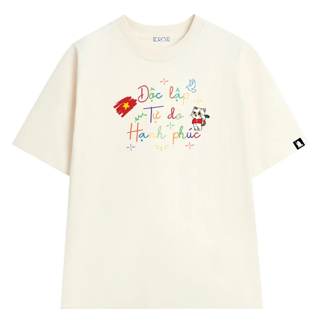 DORO - Áo thun oversize 30/4 Độc Lập Tự Do Hạnh Phúc  unisex cổ tròn vải cotton 100% mẫu độc quyền