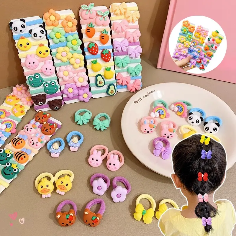 ED - 10PCS / SET KUNCIRAN IKAT RAMBUT ANAK KARAKTER TOWEL RING MODEL KOREA / IKATAN RAMBUT KARET DONAT ANAK-ANAK 0
