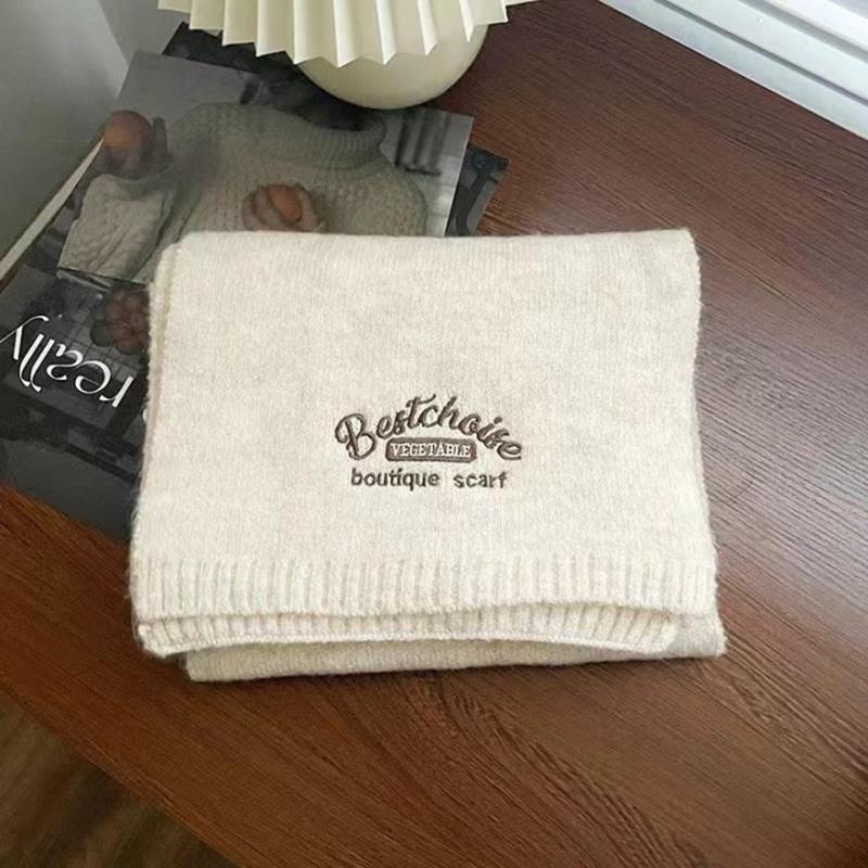 Product Introduction of Winter Warm Scarf For Women Fashion Letter Knitted Wool Yarn Neckerchief Muffler Female Shawl Neck Wraps 12