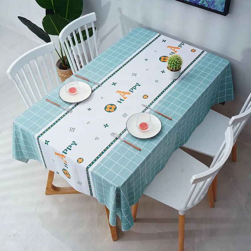 Thảm Bàn Cà Phê Bàn Ăn, Chất Liệu Nhựa PVC Mới, Hình Chữ Nhật, Phong Cách Ins, Khăn Trải Bàn Có Thể Lau Được Không Giặt Được, Chống Bụi Bẩn, Chống Thấm Nước, Chống Dầu, Thích Hợp Cho Năm 2025 taplak meja 4
