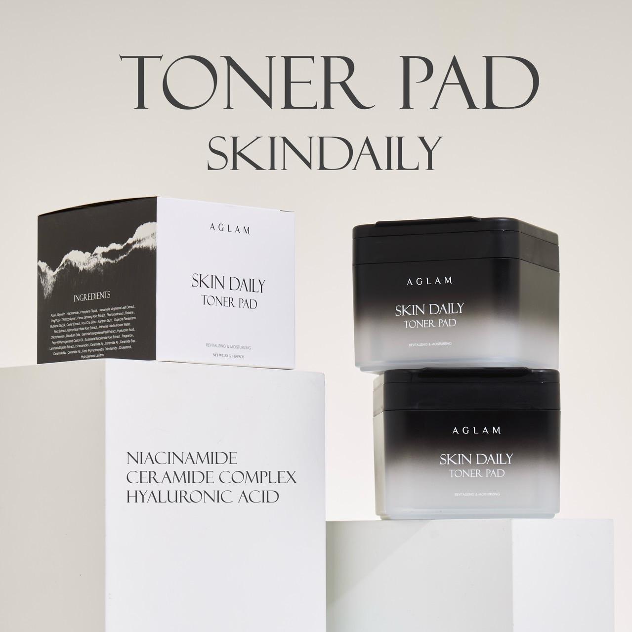 [ PayDay 1 แถม 1 ] AGLAM TONER PAD SKIN DAILY - โทนเนอร์แพด สำหรับเช็ดและมาร์ก 1 กระปุก 60 แผ่น