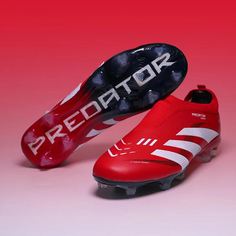 Mens Soccer Shoes Turf Soccer Cleats for Kids With-out Lace Sneakers TF/FG Training Football Boots Chuteira Campo 4