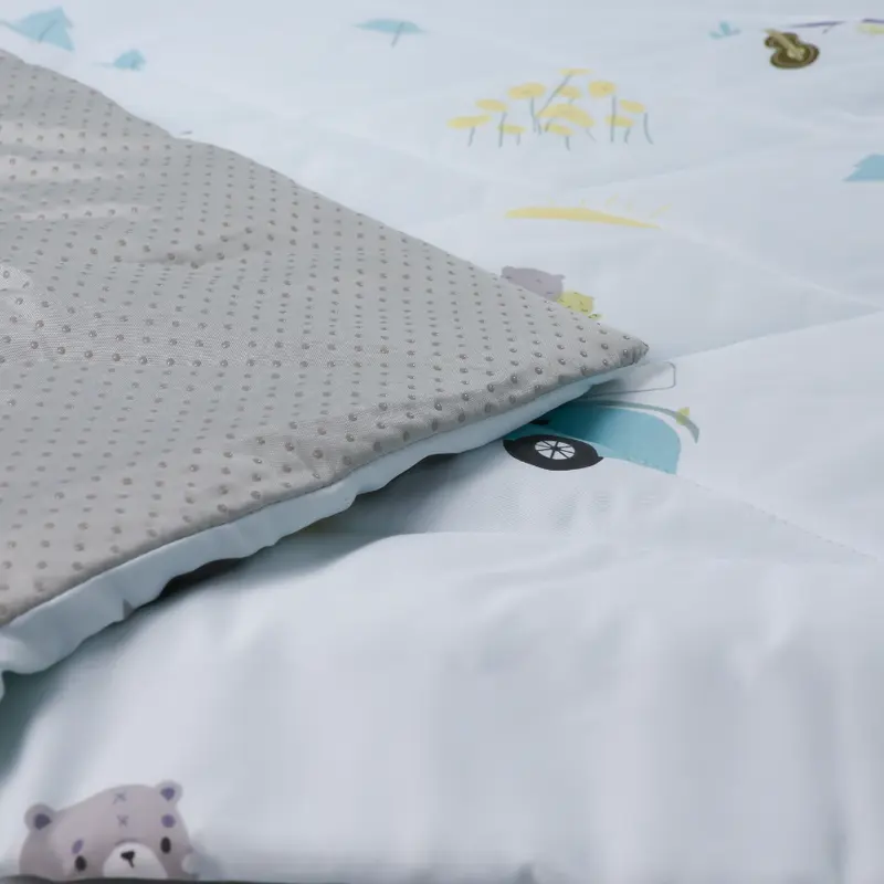 Bộ 5 món tiện lợi NIN House cho bé đi học mầm non, tiểu học chất liệu Tencel màu Bear Town họa tiết ô tô con gấu dễ thương 1