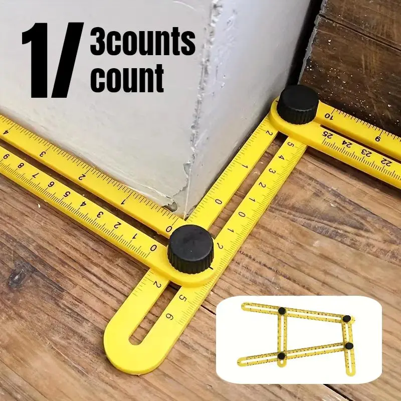 Multipurpose Folding Ruler, Durable Multi-angle Square Ruler, Collapsible Plastic Ruler, Multifunctional Measuring Tool 0