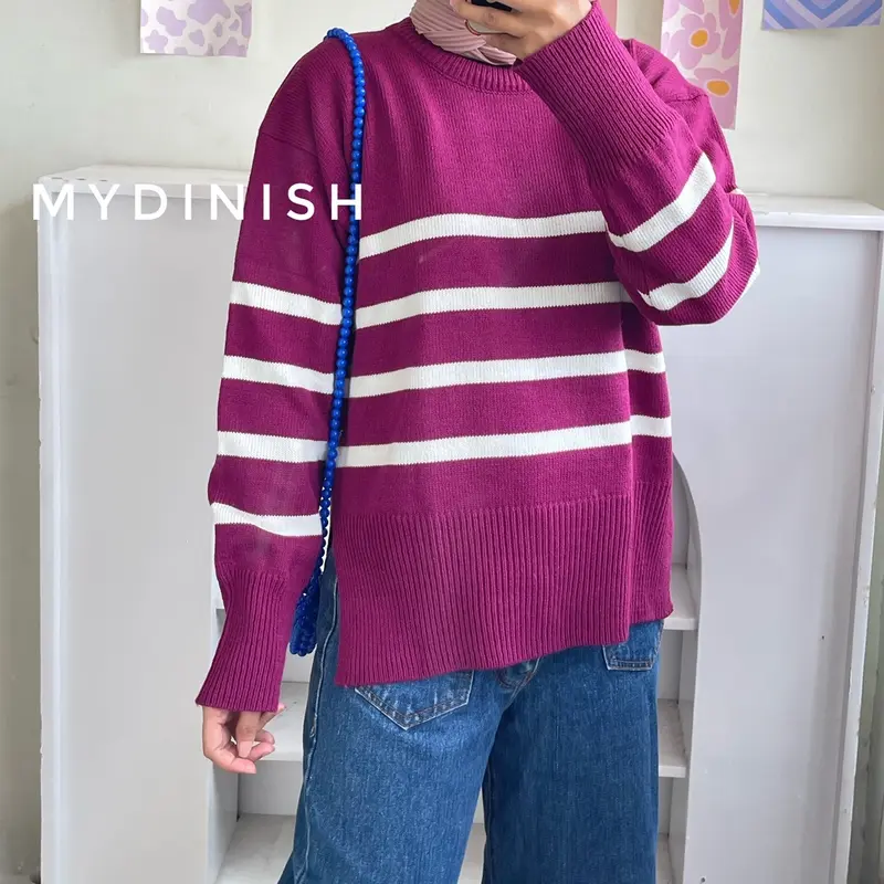 Dinda Blaster Blouse - Atasan Blouse Wanita Bahan Rajut Setrip Baju Nyaman 2