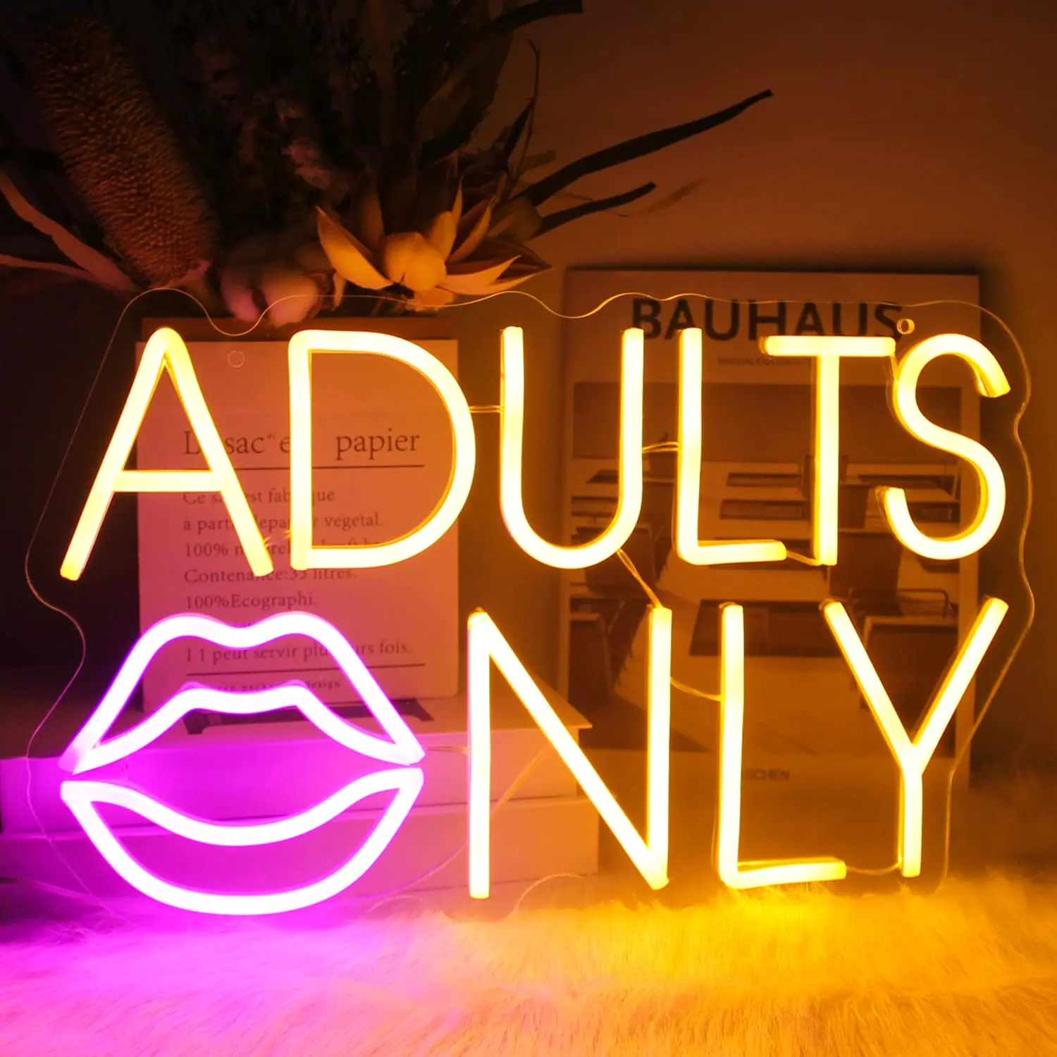 Lip & Letter Design Neon Sign, USB Powered LED Neon Light Neon Bar Sign, Decorative Neon Sign For Home Party Decor