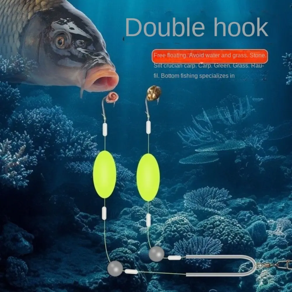 upkup 1pc Hot double hook Fishing Hair Rigs hook suspension Equipment Carp Fishing Hook Anti bottom Ready Made Carp Rigs fishing lure Fishing Tackle