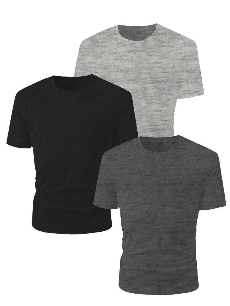 Product Introduction of Men's Solid Color Short Sleeve Tee, Regular Fit Casual Basic T-shirt for Summer, Men's Top for Daily Wear 1