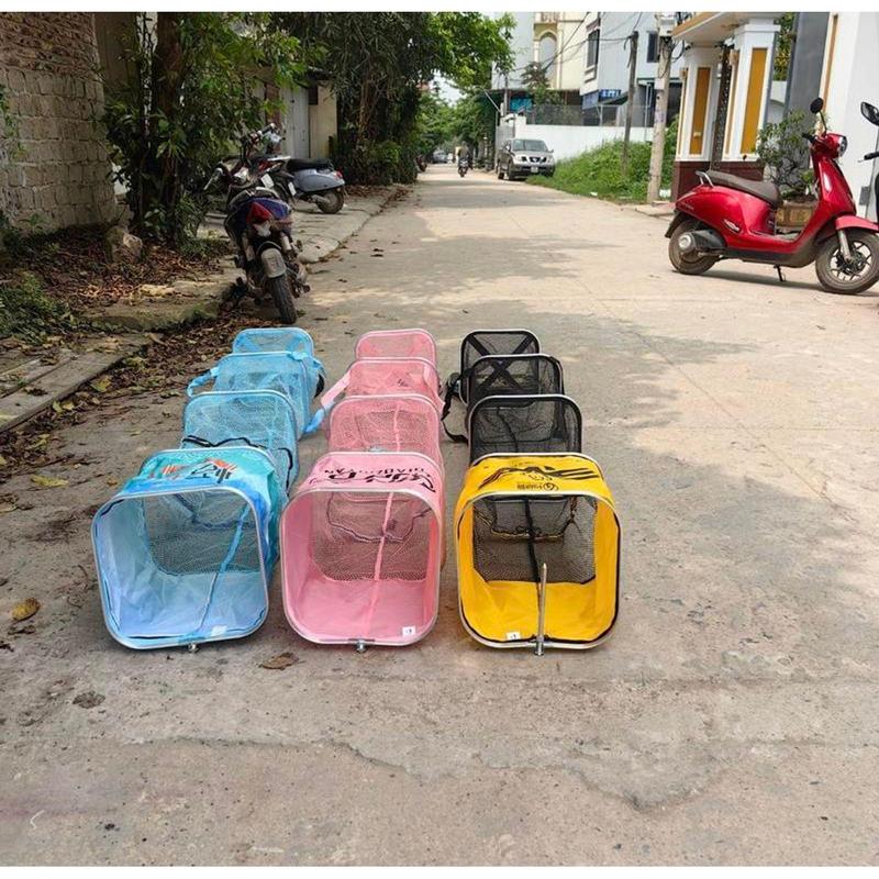 Rọng Đựnġ Cá Vuông Khung Kim Loại Siêu Bền, Lưới Tráng Keo Có Kèm Gạt Cá Và Gỡ Luỡi
