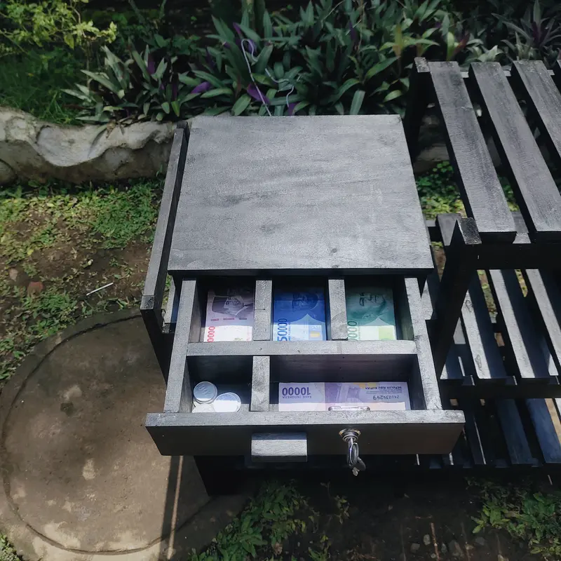 Laci uang kasir Tempat Kasir Uang  Cash Drawer 33x33x11 Set 5   Kayu Jati Plus Kunci Garansi 1 Tahun   Penyimpanan Putih 8
