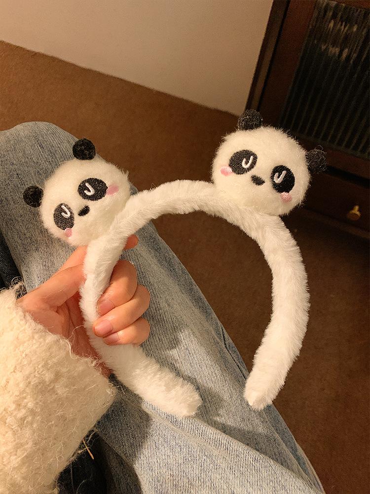 Product Introduction of Panda plush headband anti slip headband for women 2