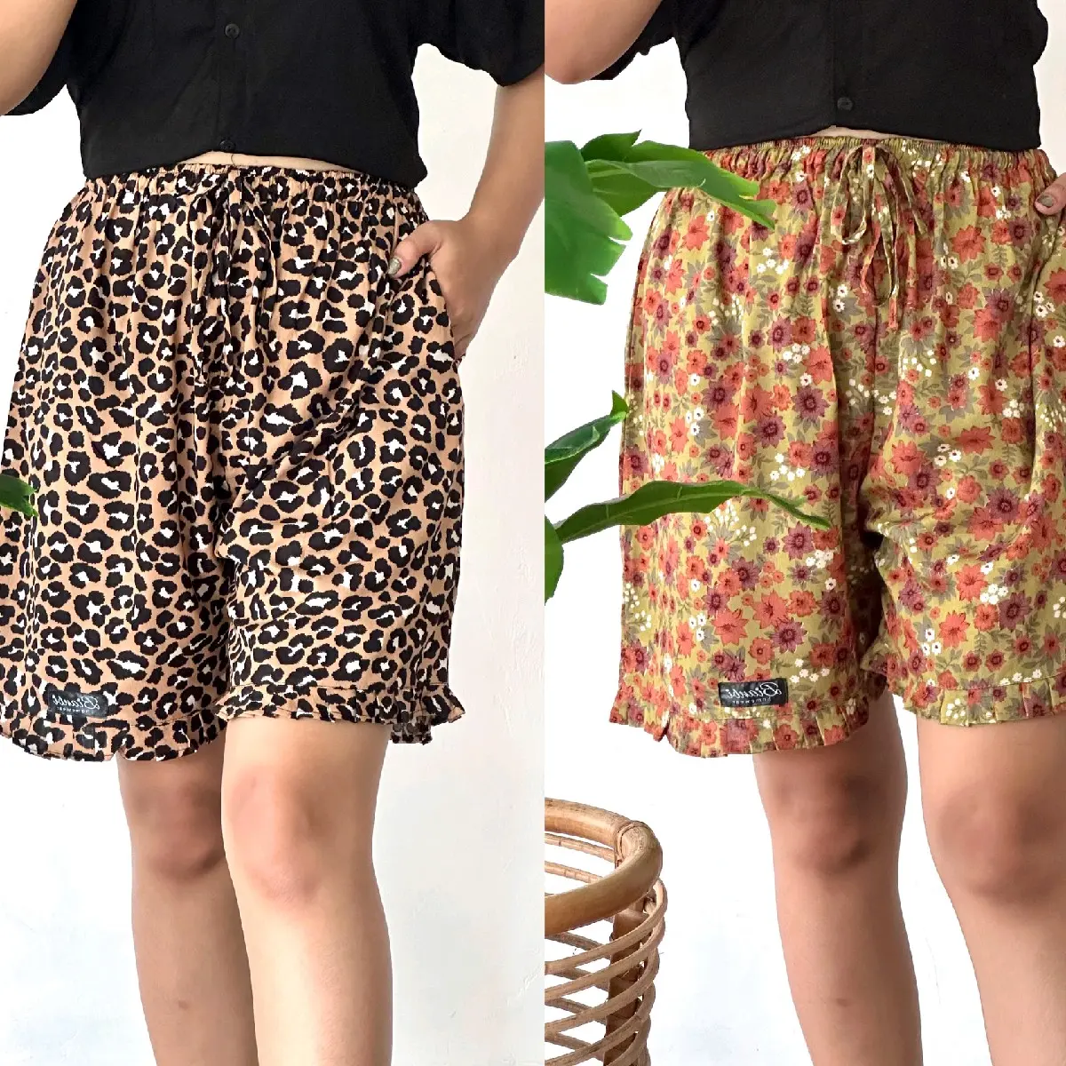 celana pendek rayon/Celana ruffle pendek/celana gemes Bunga/celana hotpant