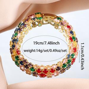 Gelang Tangan Wanita, Jualan Panas, Bertatah Dua Baris, Berwarna-warni, Mampu Milik, Mewah, Gelang Boleh Laras, Berlian Berwarna-warni, Gaya