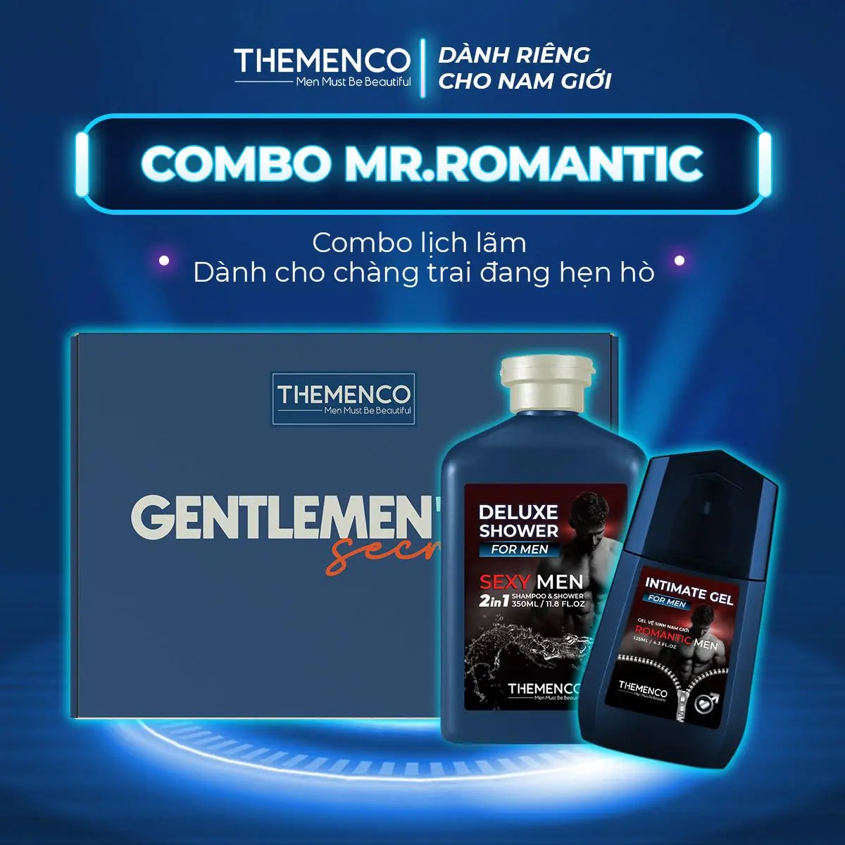 Combo Sữa Tắm Gội Hương Nước Hoa Cao Cấp và Gel Vệ Sinh Dành Riêng Cho Nam Giới Themenco