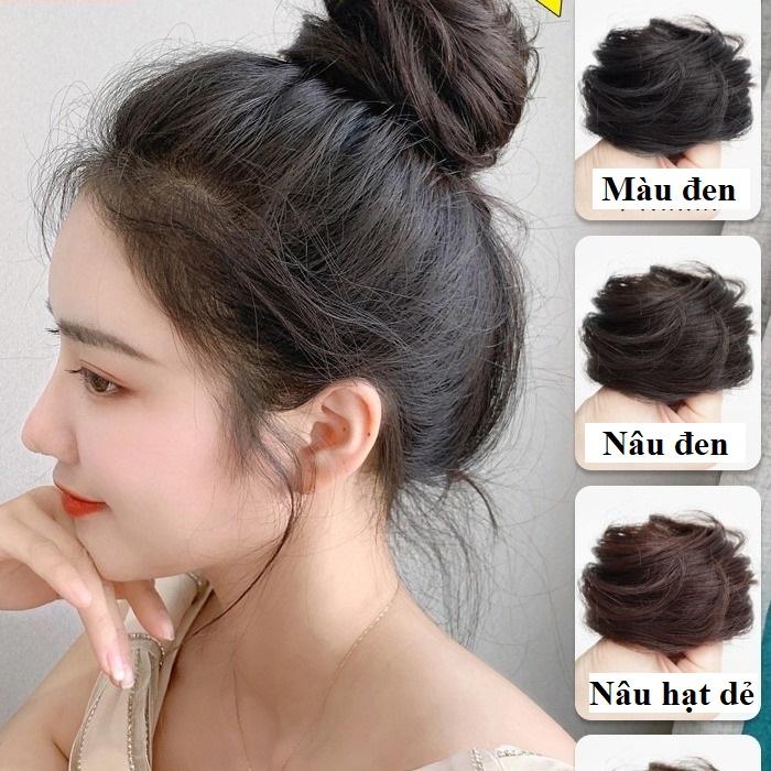 Búi Tóc Tròn Củ Tỏi, Búi Tóc giả phong cách Hàn Quốc, Búi Tóc Giả Xoăn Bằng Sợi Tổng Hợp Co Giãn Dành Cho Nữ Women Wig