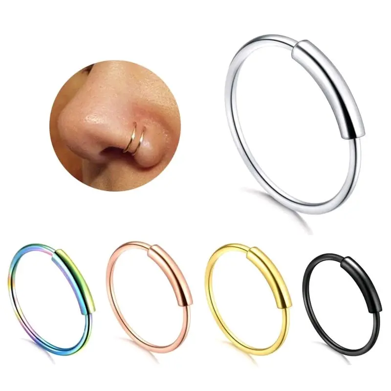 Anting 1piece Piercing Ring Hoop Nostril Septum Helix Tragus Stainless Steel Perempuan Laki-laki
